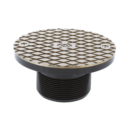 Jones Stephens 3in. Heavy Duty PVC Cleanout Spud with 6in. Nickel Bronze Round Cover D59905